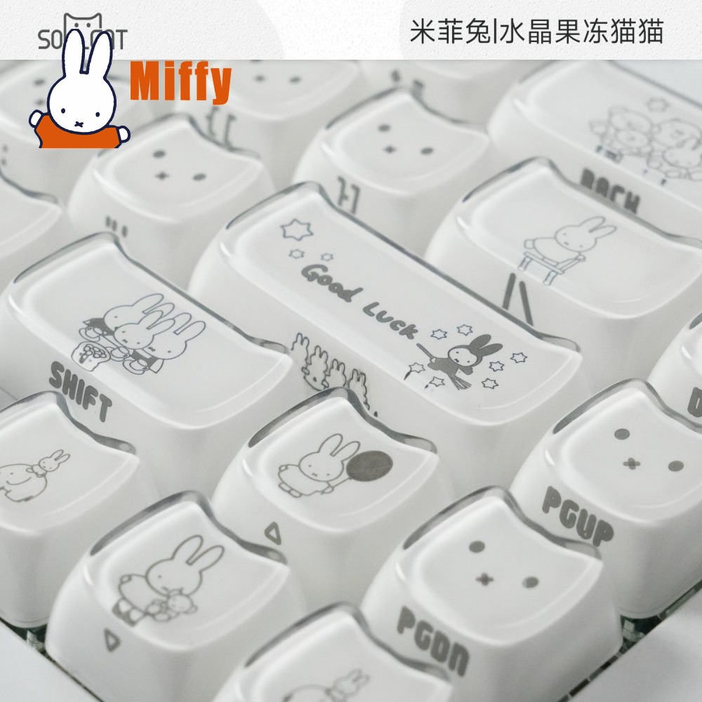 Gaming Accessories Kawaii - Kawaii Miffy Keycaps Cute Rabbit Mechanical