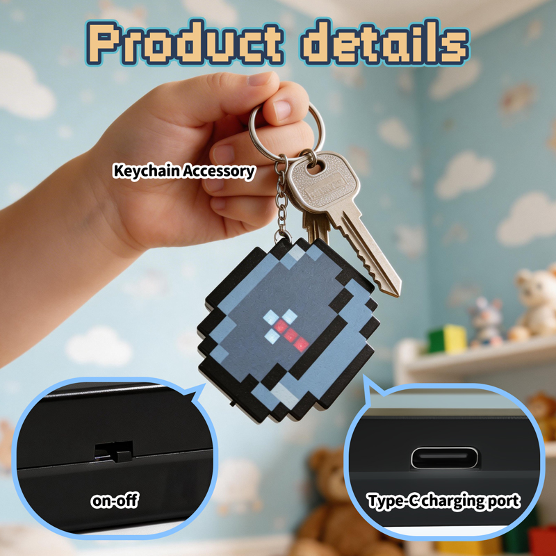Gaming Accessories Kids - 2026 NEW Rechargeable Pixel Compass Keychain