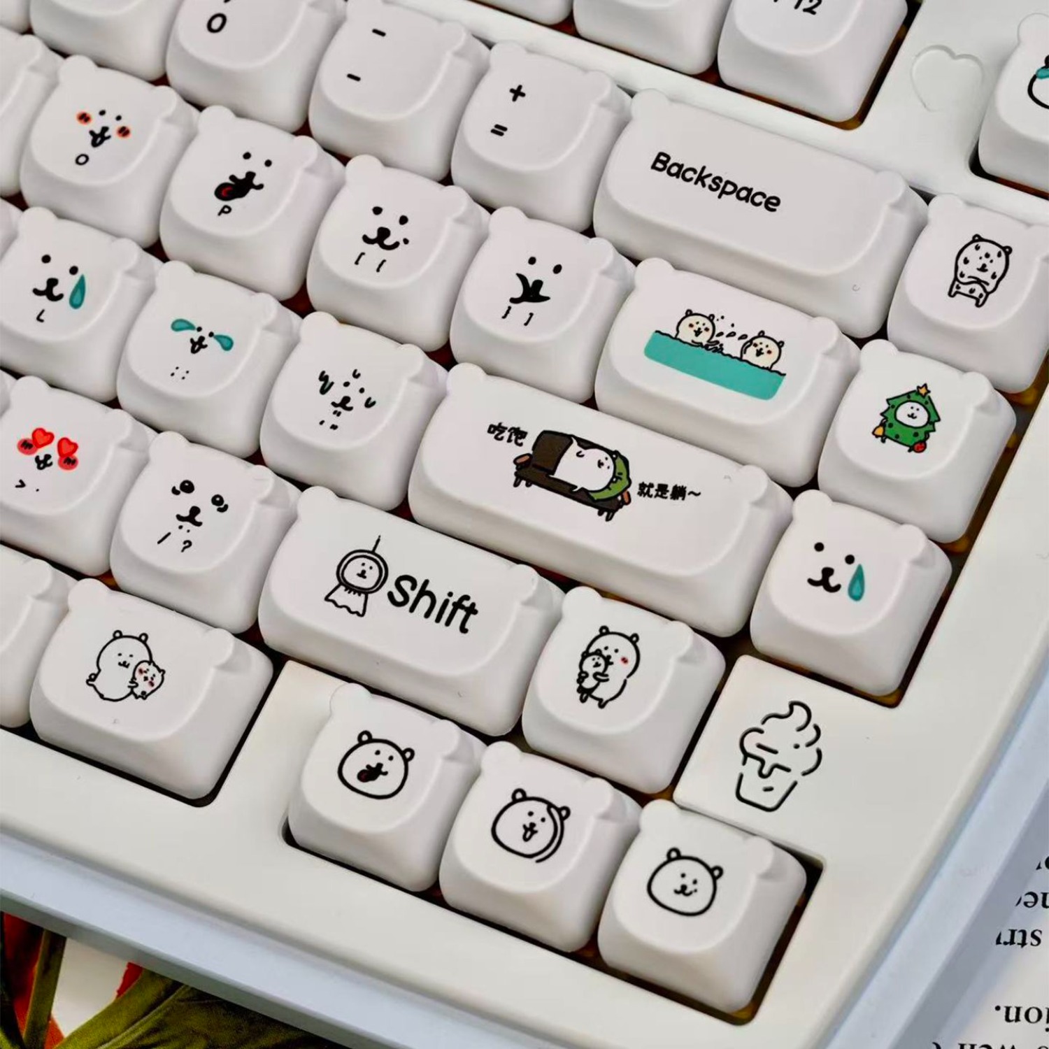 Kawaii Cartoon Joke Bear PBT K - đánh giá và giá Gaming Accessories Kawaii