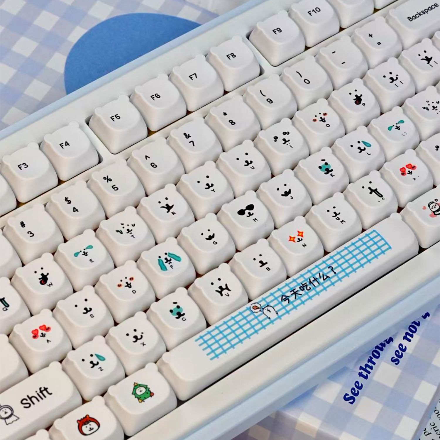 Kawaii Cartoon Joke Bear PBT K - đánh giá và giá Gaming Accessories Kawaii